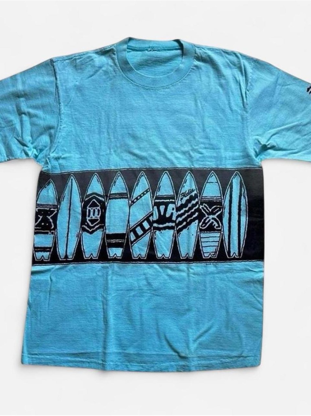 Vintage 1980s Turquoise Hobie Surfboards Graphic Tee Large